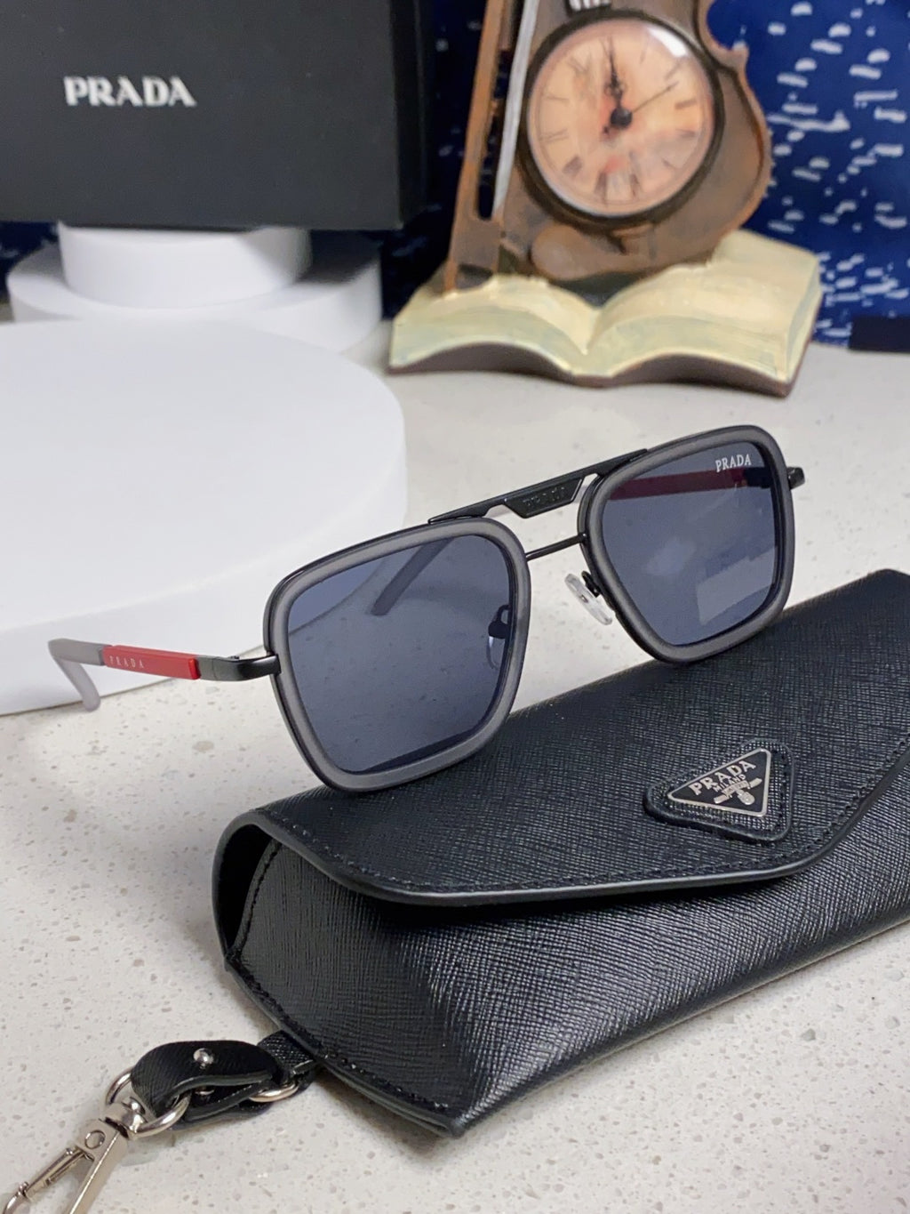 Prada Metal Square Blue Lens Sunglasses for Men & Women - 487052 - detail image 10