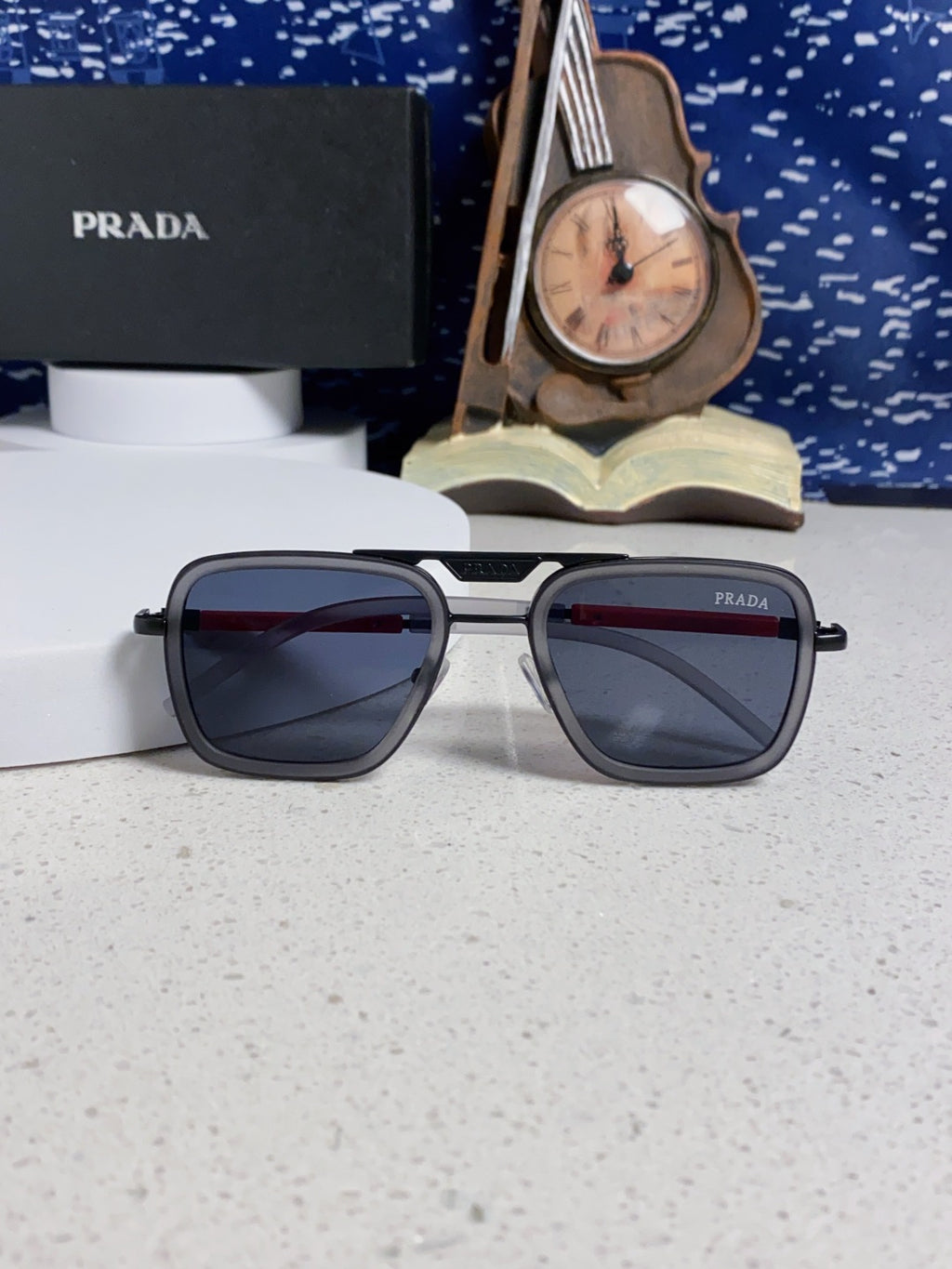 Prada Metal Square Blue Lens Sunglasses for Men & Women - 487052 - detail image 9