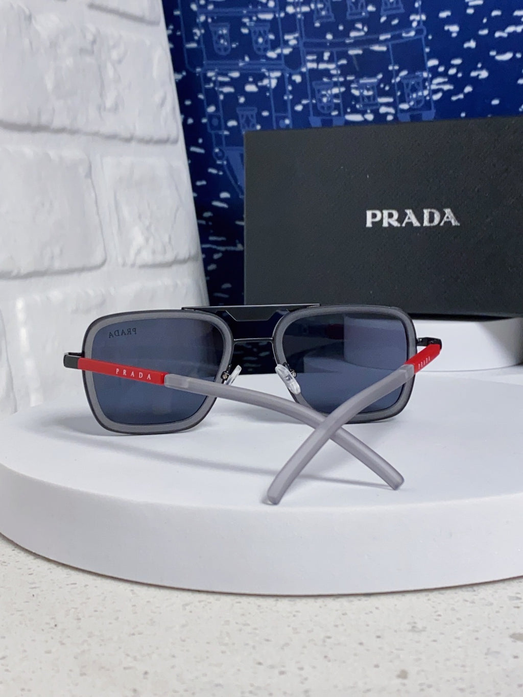 Prada Metal Square Blue Lens Sunglasses for Men & Women - 487052 - detail image 3