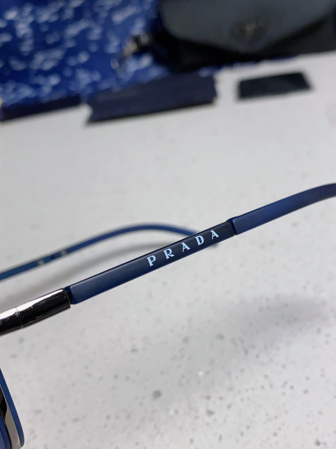 Prada Metal Square Blue Lens Sunglasses for Men & Women - 487053 - detail image 7