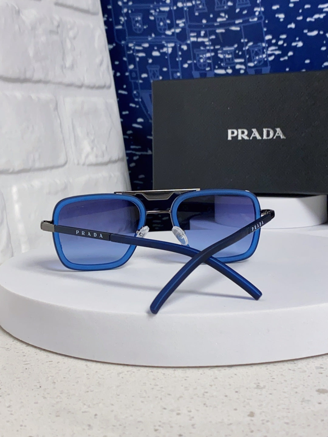 Prada Metal Square Blue Lens Sunglasses for Men & Women - 487053 - detail image 3