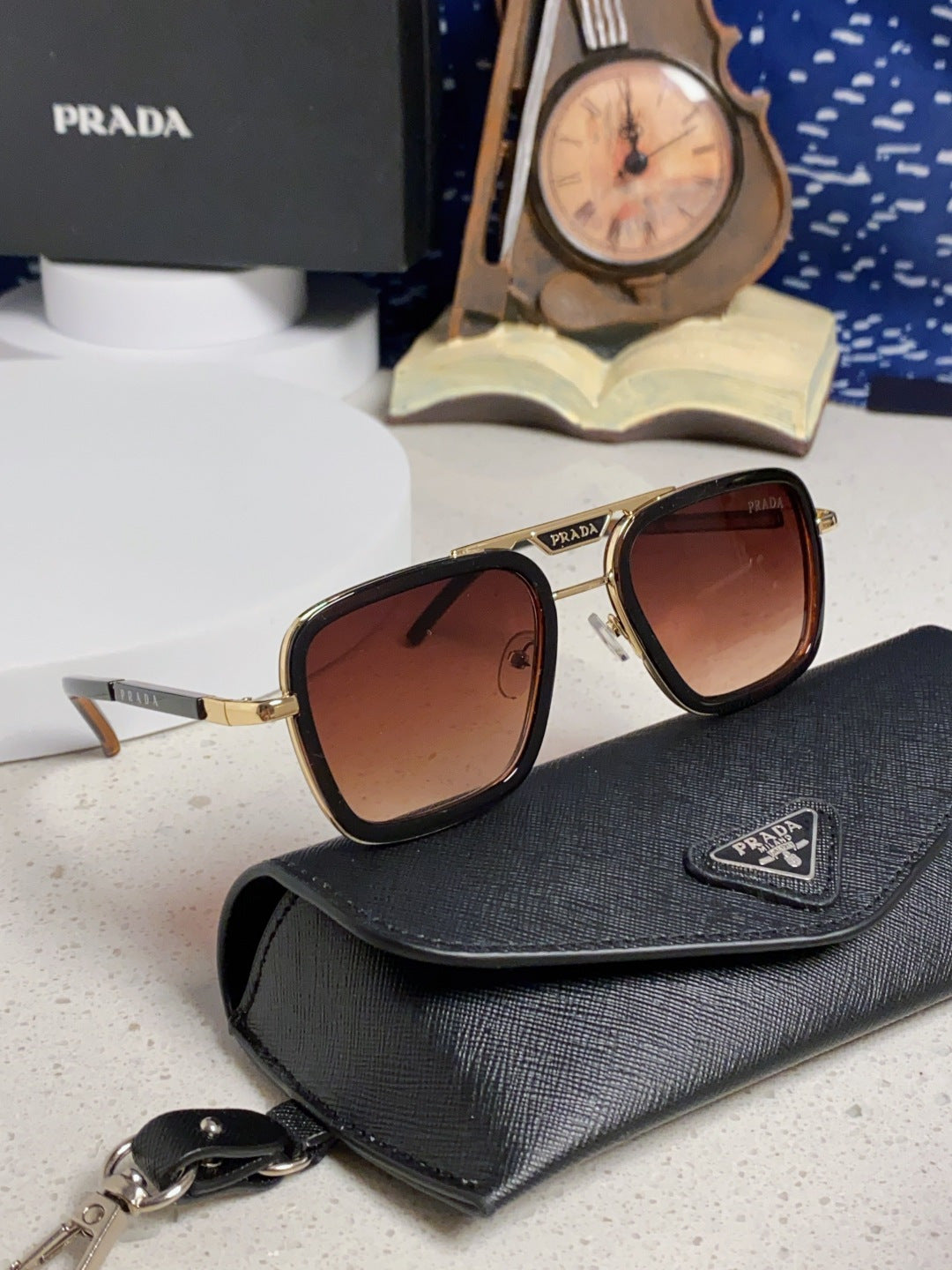 Prada Metal Square Red Lens Sunglasses for Men & Women - 487054 - detail image 10