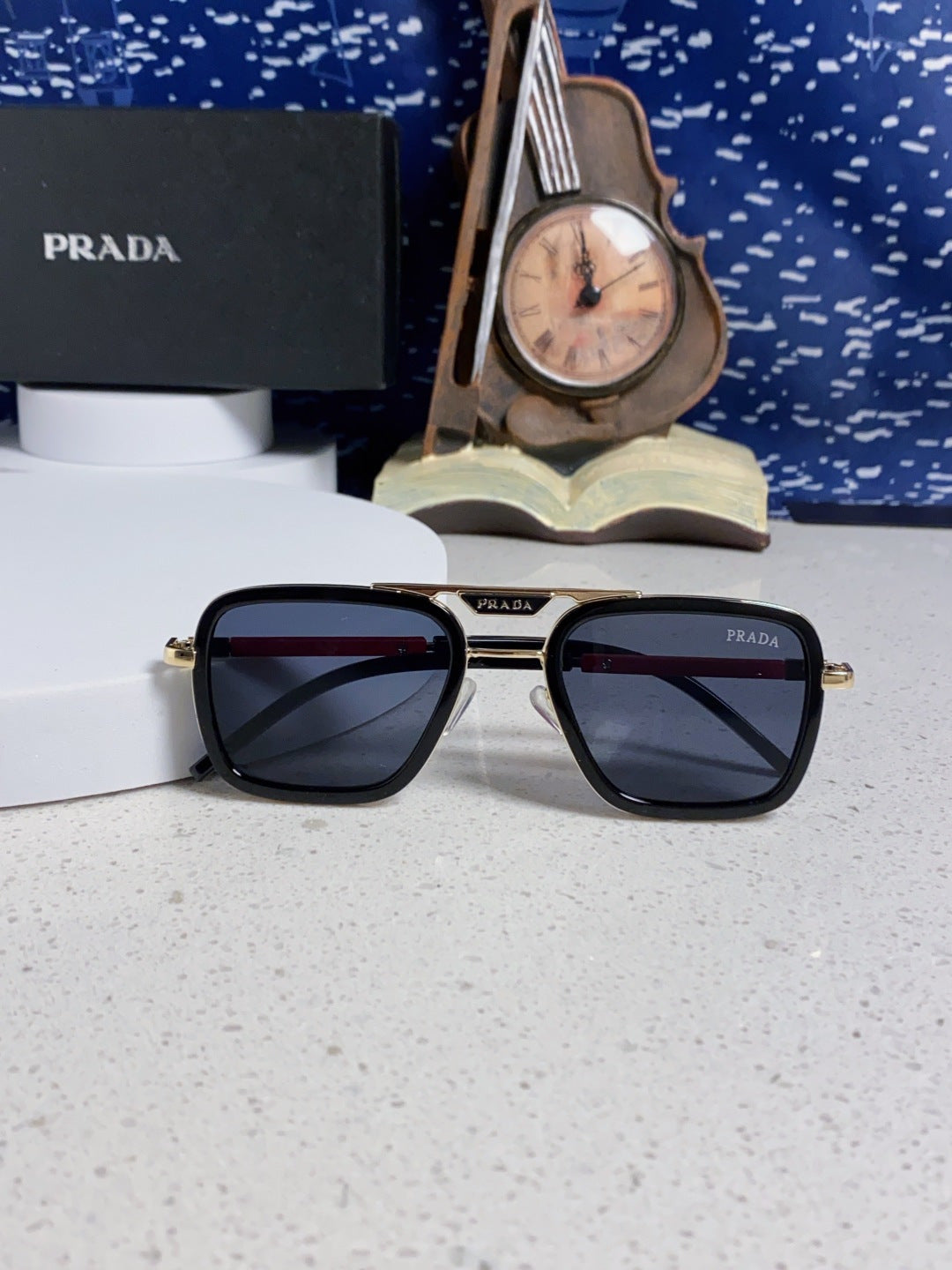 Prada Metal Square Blue Lens Sunglasses for Men & Women - 487055 - detail image 9