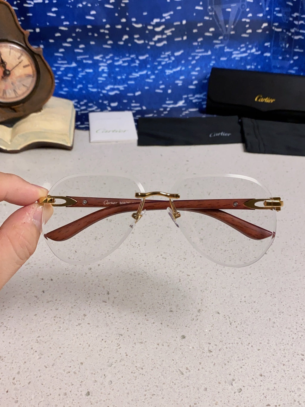 Cartier Lightweight Rimless Silver Lens Sunglasses for Men & Women - 358541 - detail image 4
