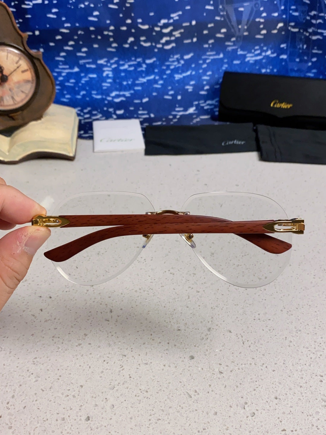 Cartier Lightweight Rimless Silver Lens Sunglasses for Men & Women - 487265 - detail image 5