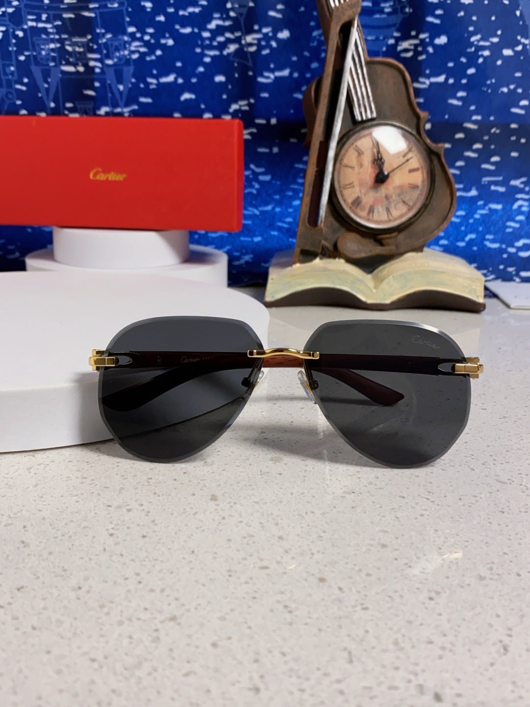 Cartier Lightweight Rimless Black Lens Sunglasses for Men & Women - 358544 - detail image 9