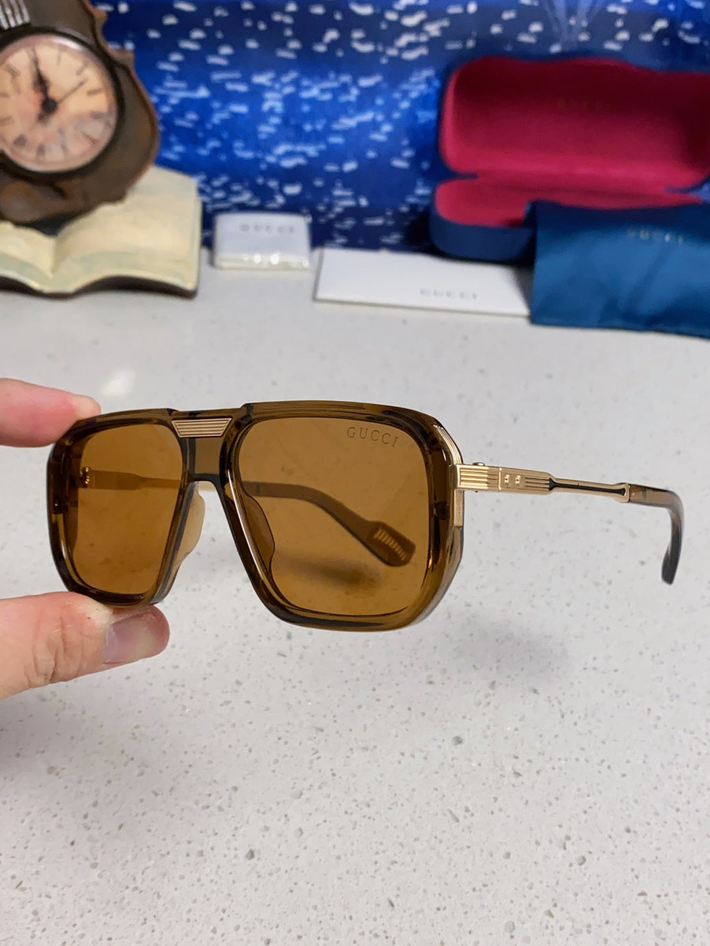 Gucci Metal Aviator Brown Lens Sunglasses for Men & Women - 357964 - detail image 6