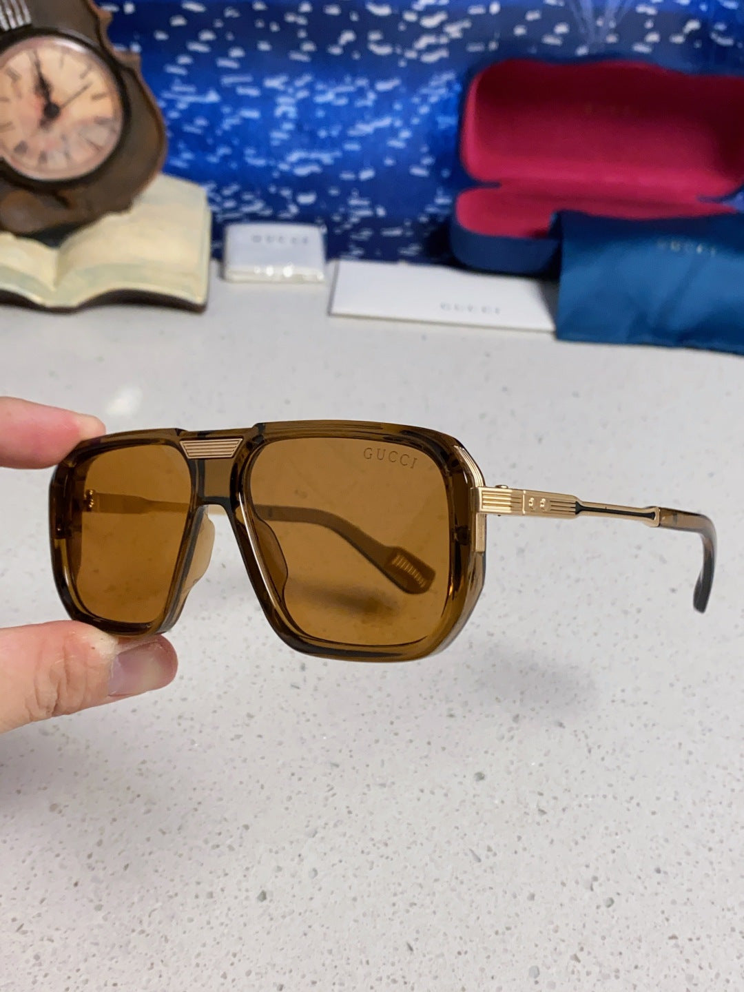 Gucci Metal Aviator Brown Lens Sunglasses for Men & Women - 357964 - detail image 6