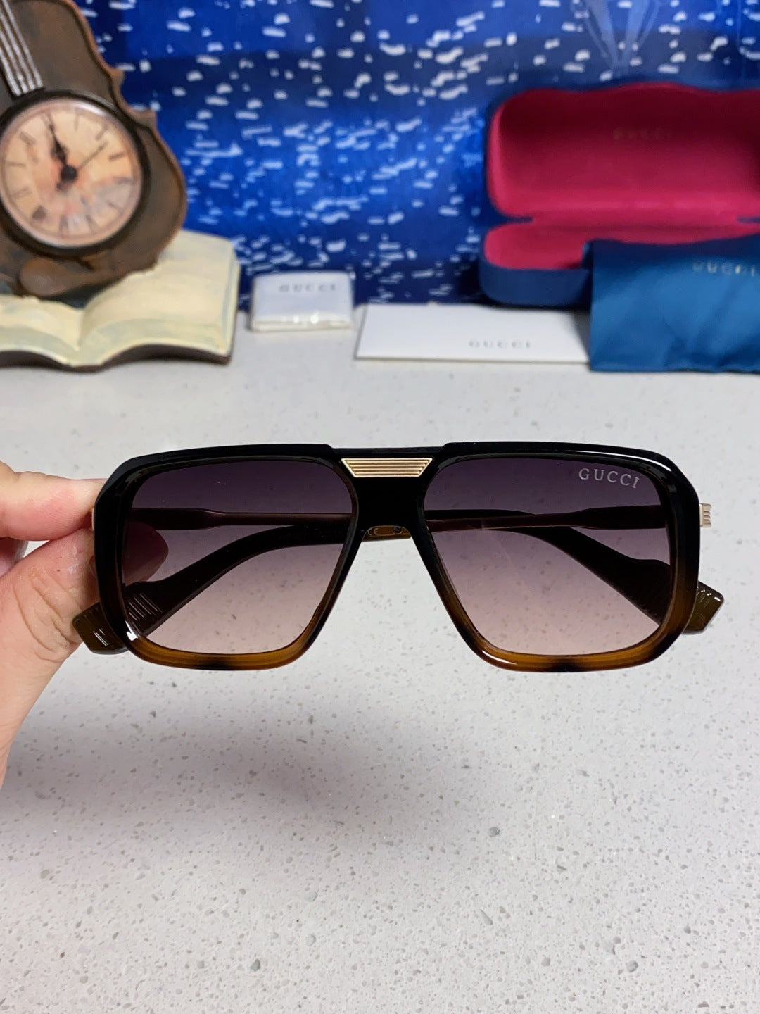 Gucci Metal Aviator Silver Lens Sunglasses for Men & Women - 357966 - detail image 4