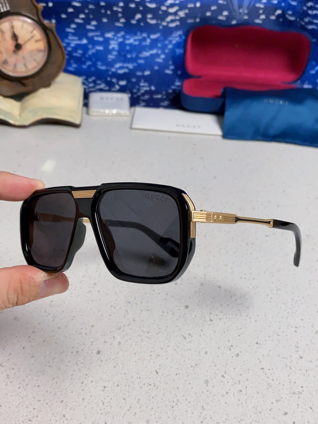 Gucci Metal Aviator Black Lens Sunglasses for Men & Women - 357766 - detail image 6