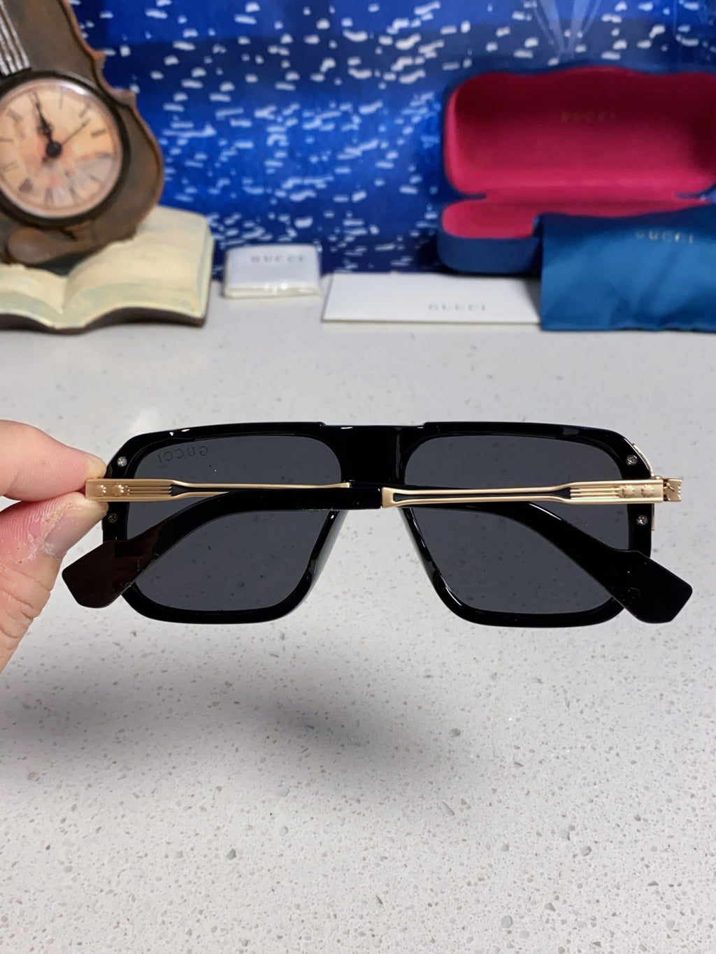 Gucci Metal Aviator Black Lens Sunglasses for Men & Women - 357766 - detail image 5