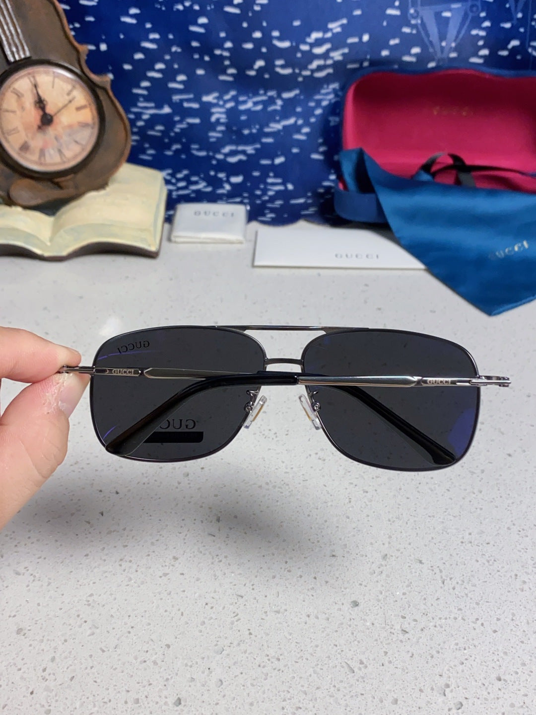 Gucci Polarized Aviator Black Lens Sunglasses for Men - 132287 - detail image 5