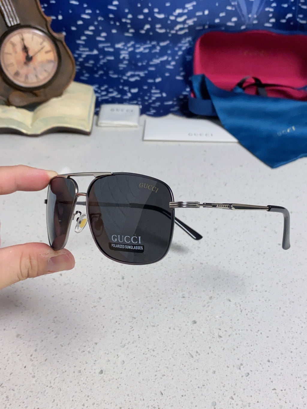 Gucci Polarized Aviator Black Lens Sunglasses for Men - 132287 - detail image 6