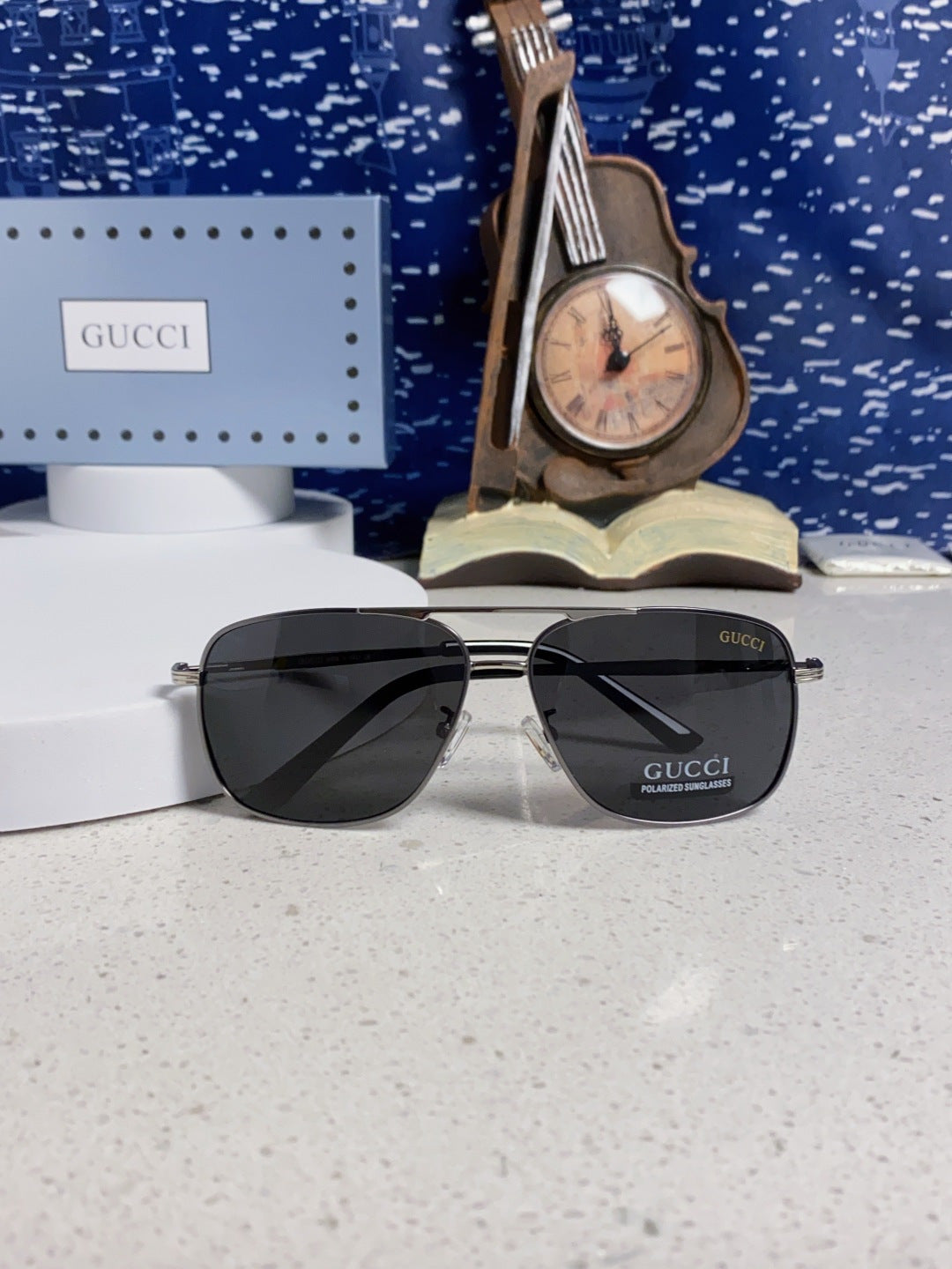 Gucci Polarized Aviator Black Lens Sunglasses for Men - 132287 - detail image 9