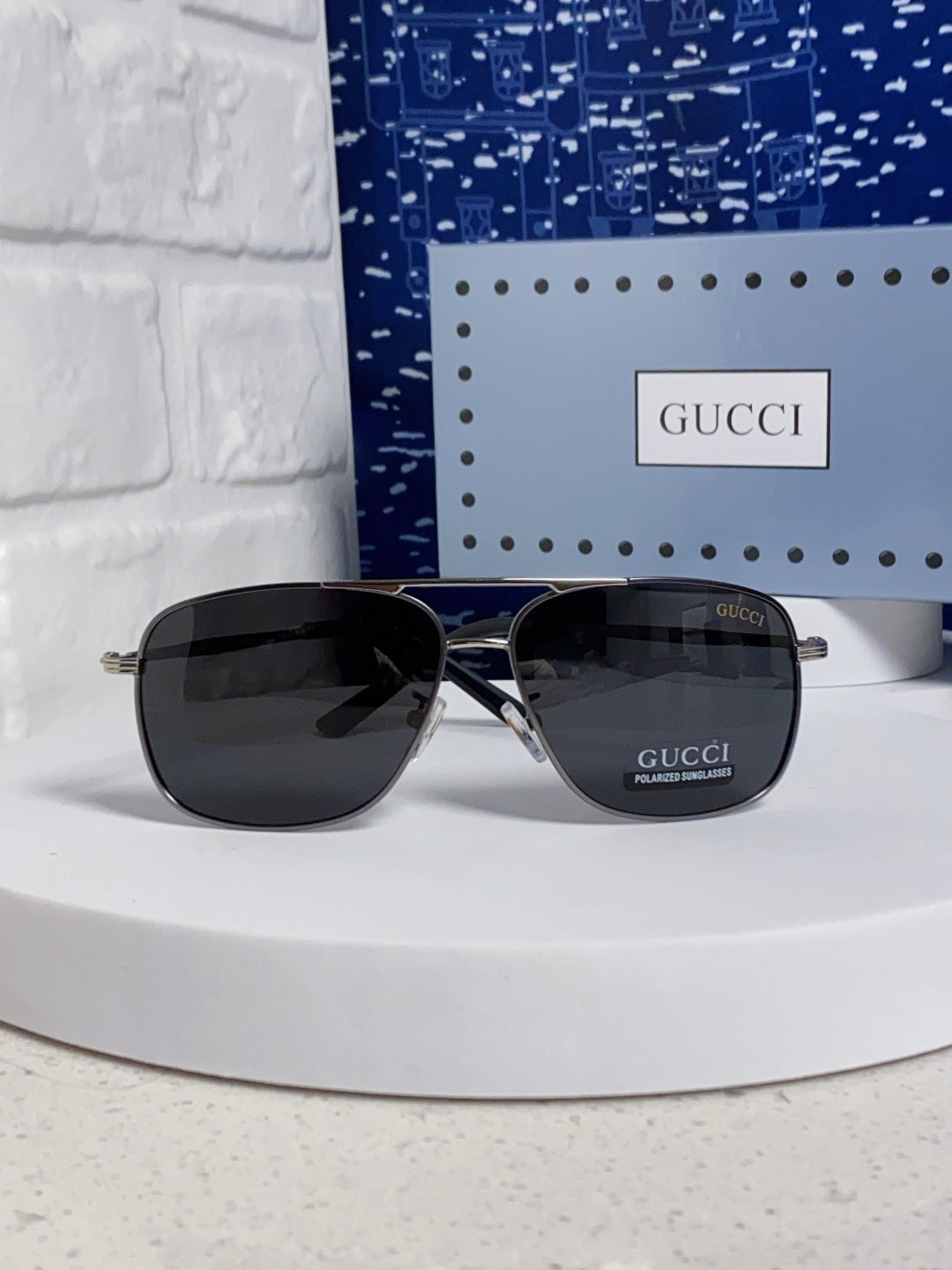 Gucci Polarized Aviator Black Lens Sunglasses for Men - 132287 - detail image 2