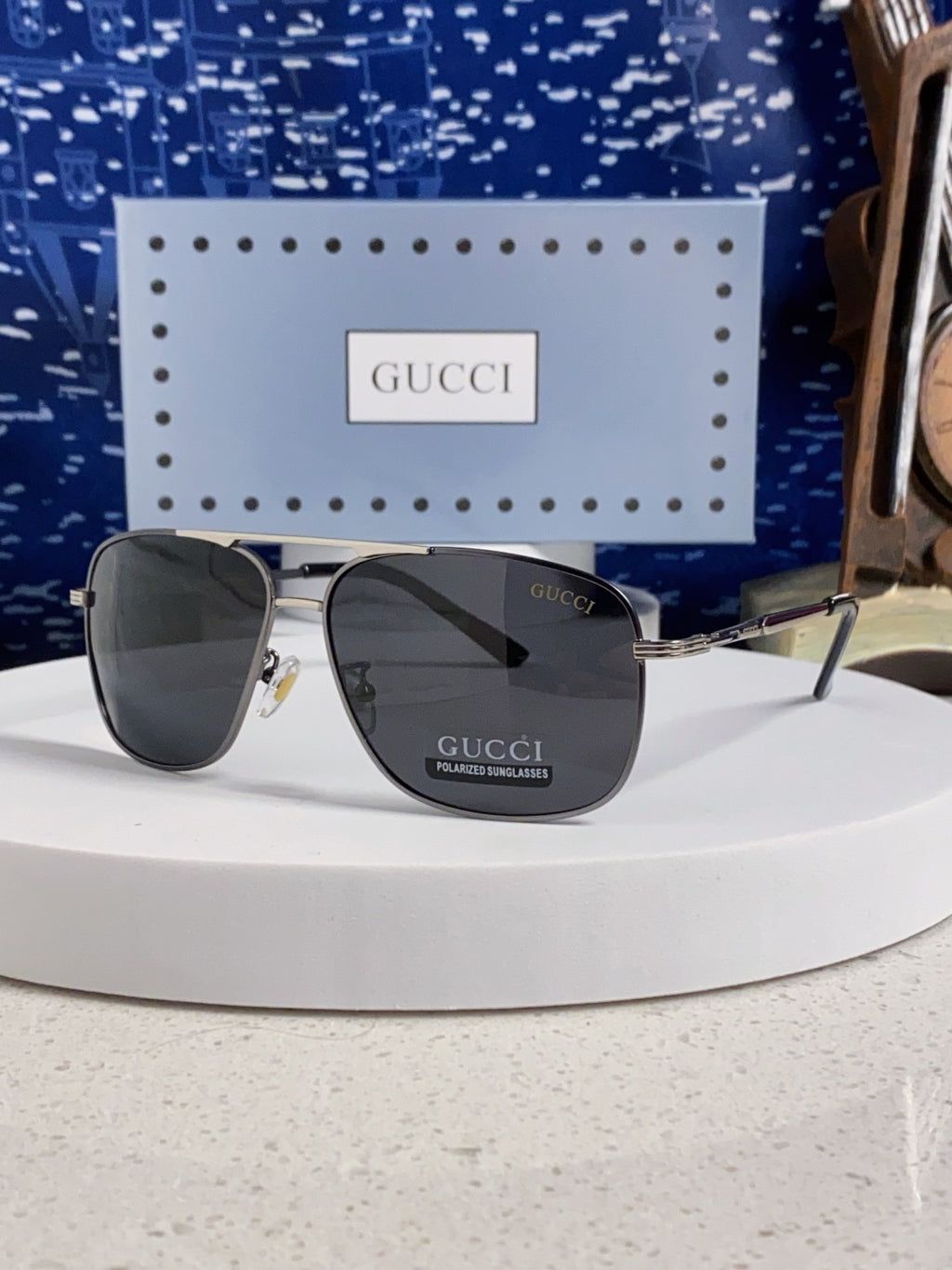Gucci Polarized Aviator Black Lens Sunglasses for Men - 132287