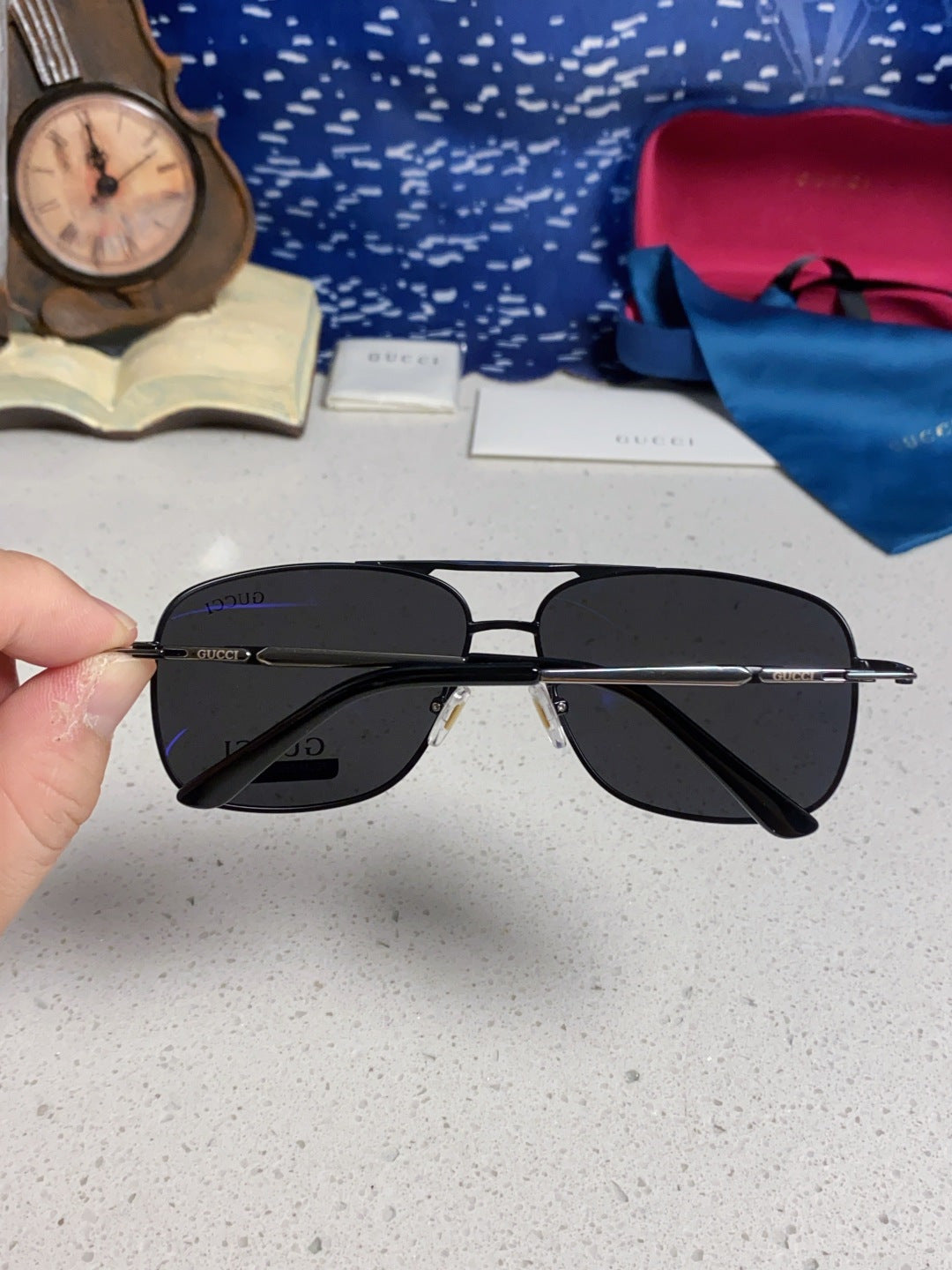 Gucci Polarized Aviator Black Lens Sunglasses for Men - 132288 - detail image 5