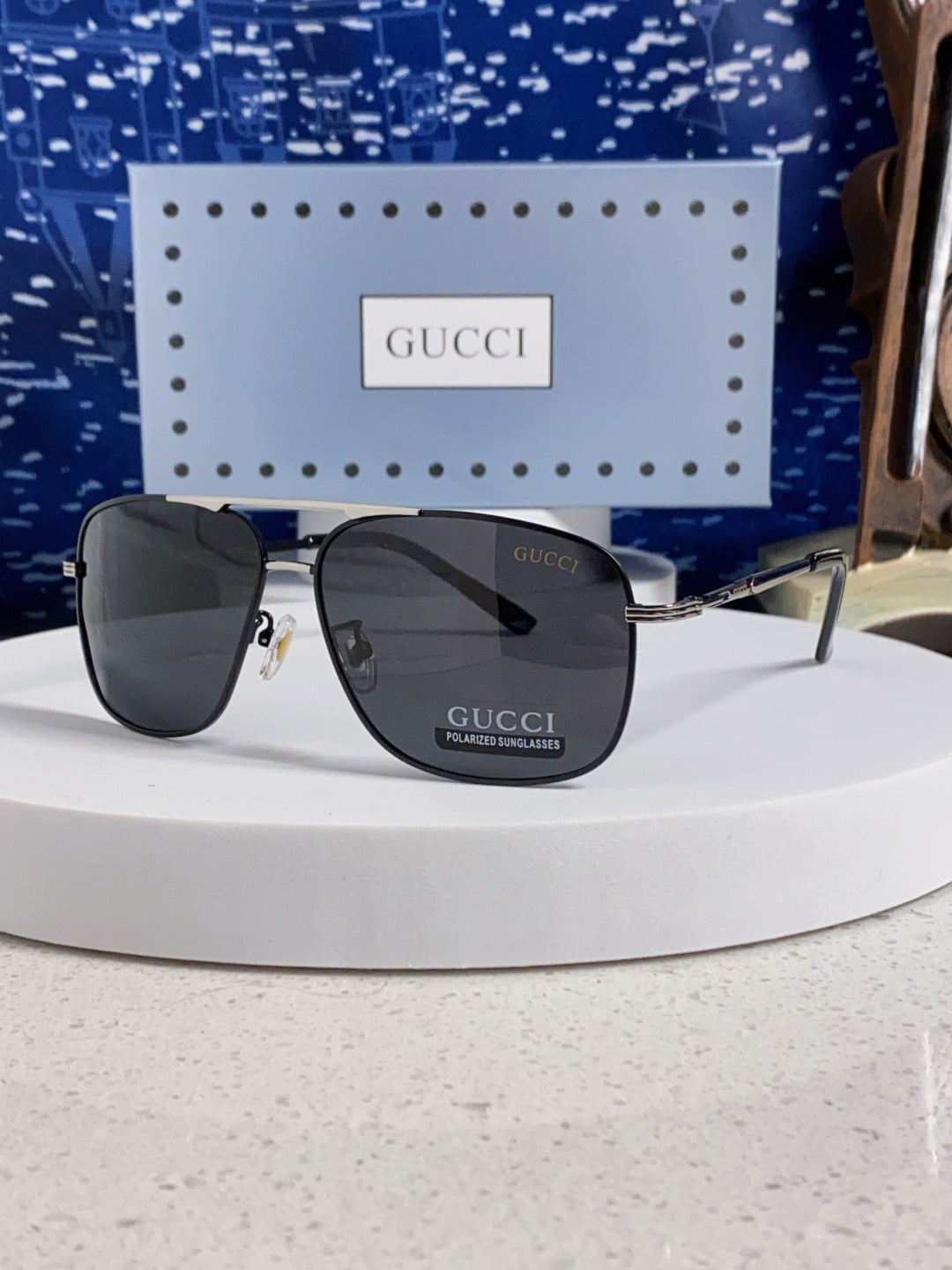 Gucci Polarized Aviator Black Lens Sunglasses for Men - 132288