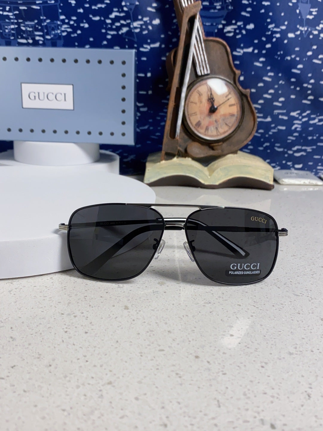 Gucci Polarized Aviator Black Lens Sunglasses for Men - 132288 - detail image 9