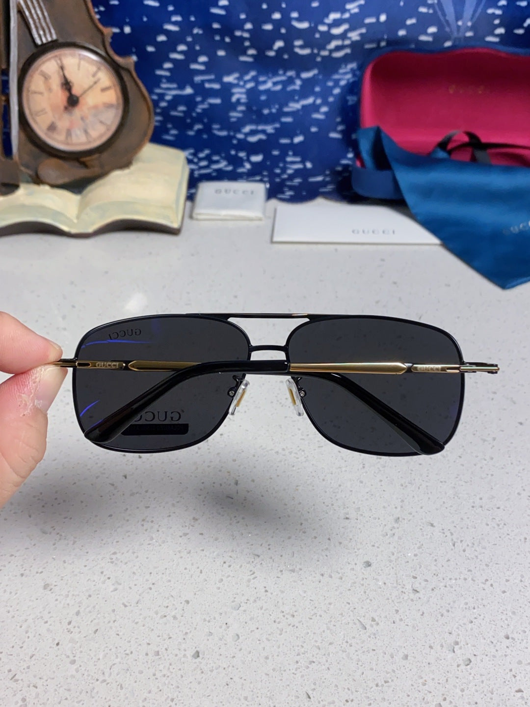 Gucci Polarized Aviator Black Lens Sunglasses for Men - detail image 5