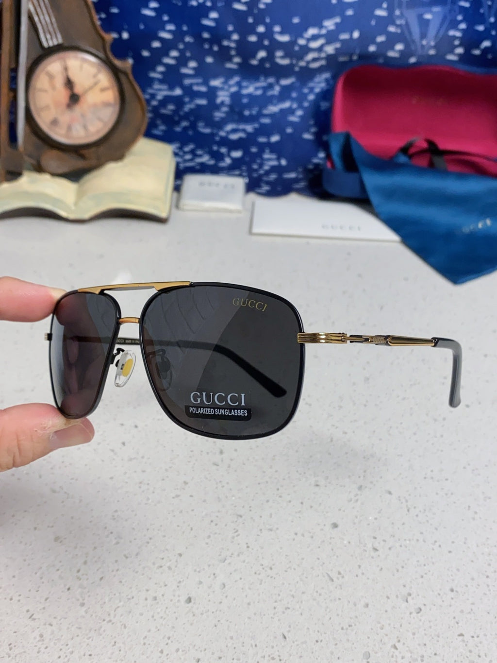 Gucci Polarized Aviator Black Lens Sunglasses for Men - detail image 6