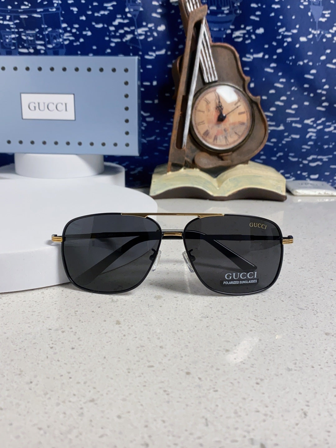 Gucci Polarized Aviator Black Lens Sunglasses for Men - detail image 9