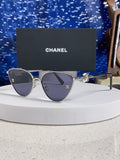 Chanel Metal Aviator Silver Lens Sunglasses for Men & Women