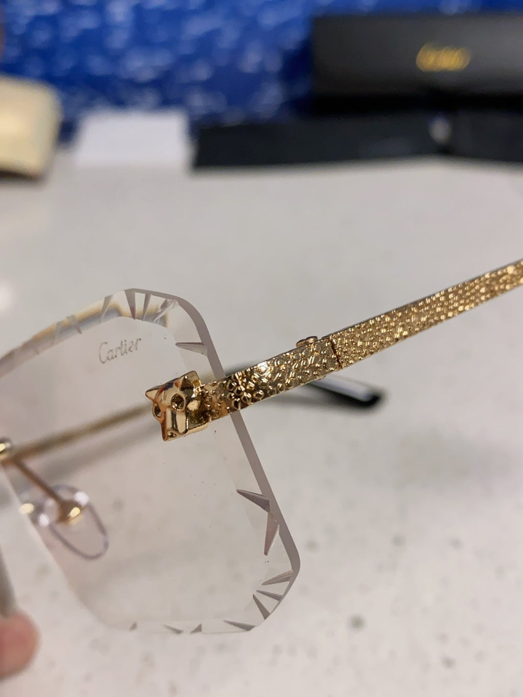 Cartier Lightweight Metal Rimless Silver Lens Sunglasses for Men & Wo - 132556 - detail image 6