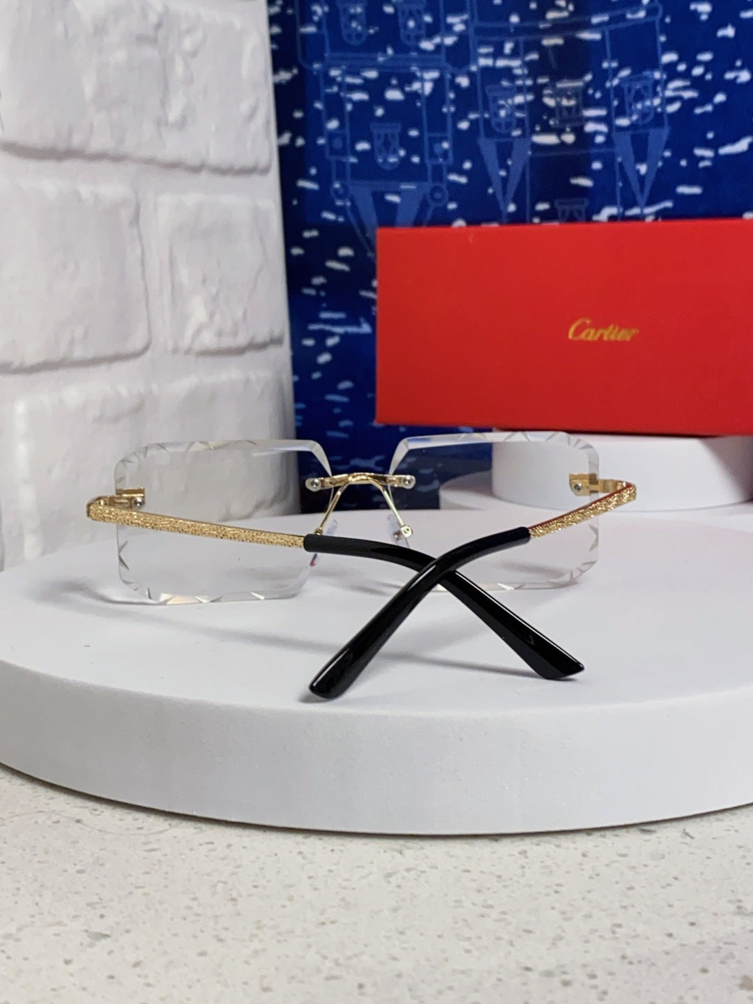 Cartier Lightweight Metal Rimless Silver Lens Sunglasses for Men & Wo - 132556 - detail image 2