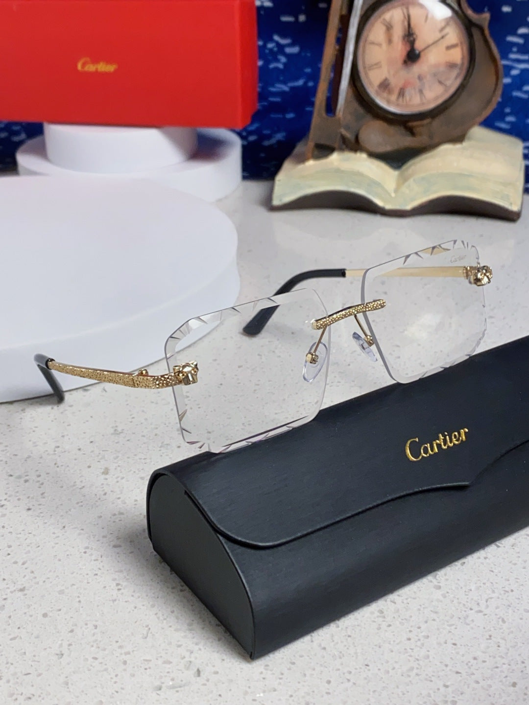 Cartier Lightweight Metal Rimless Silver Lens Sunglasses for Men & Wo - 132556 - detail image 9