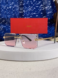 Cartier Lightweight Metal Rimless Blue Lens Sunglasses for Men & Wome - 132557