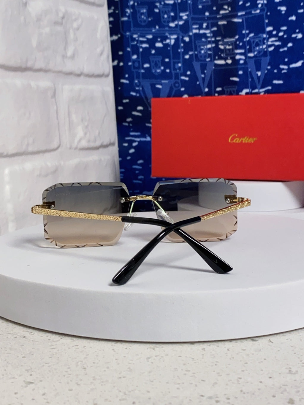 Cartier Lightweight Metal Rimless Silver Lens Sunglasses for Men & Wo - 132558 - detail image 3