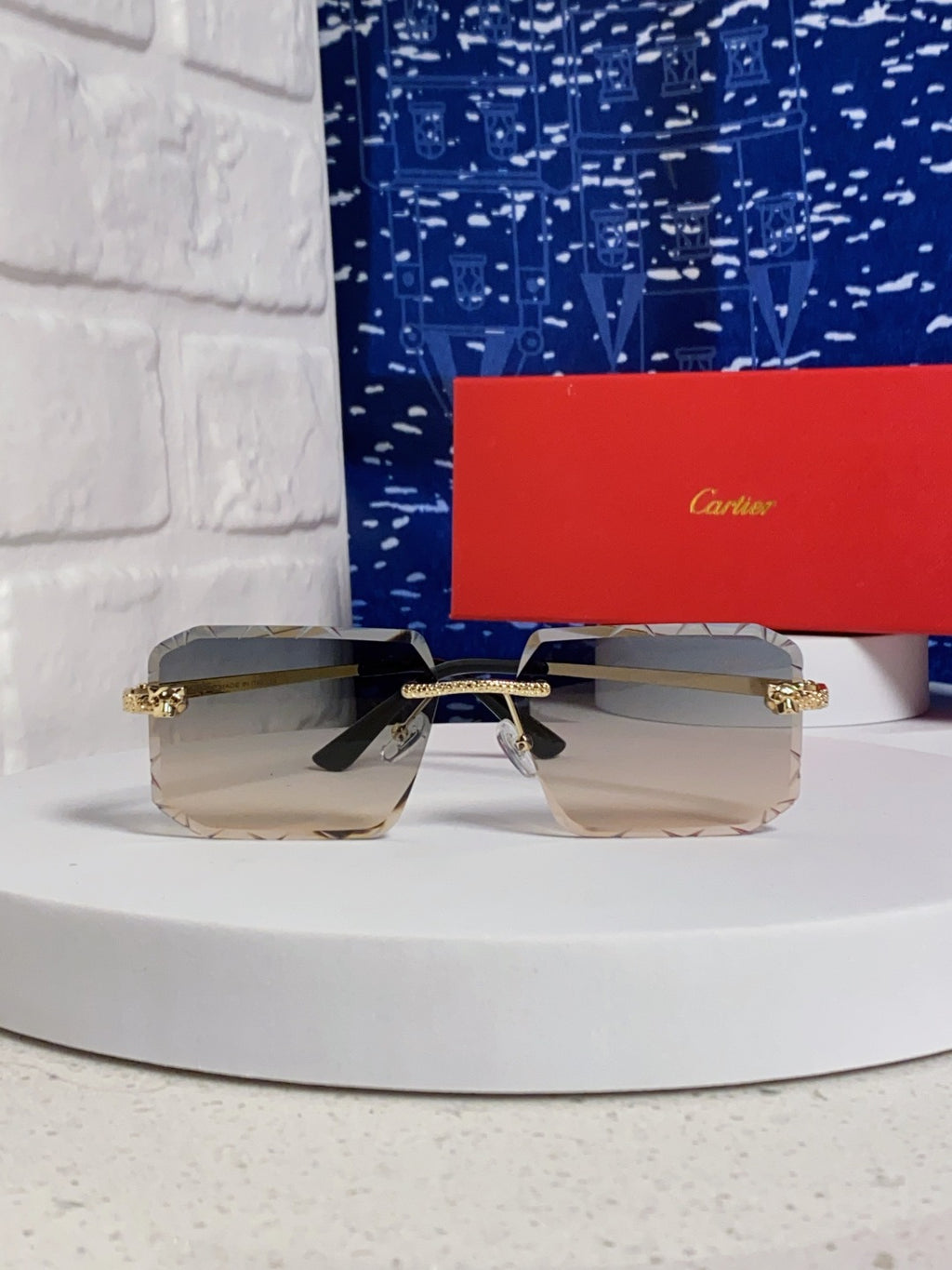 Cartier Lightweight Metal Rimless Silver Lens Sunglasses for Men & Wo - 132558 - detail image 2