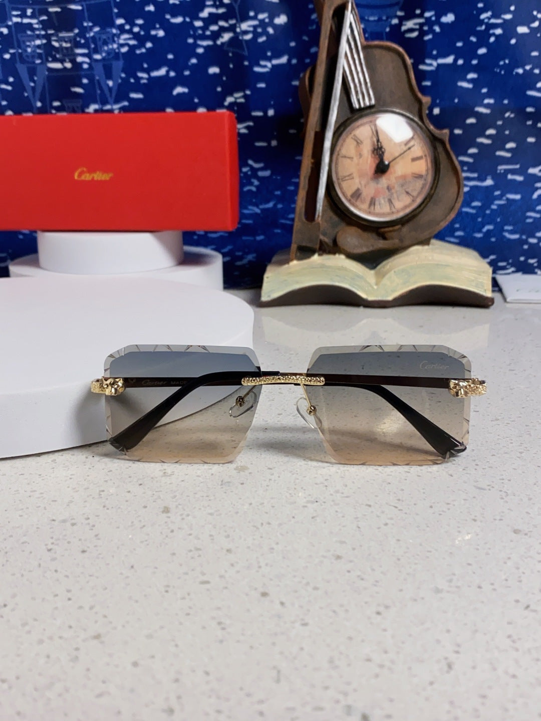Cartier Lightweight Metal Rimless Silver Lens Sunglasses for Men & Wo - 132558 - detail image 9