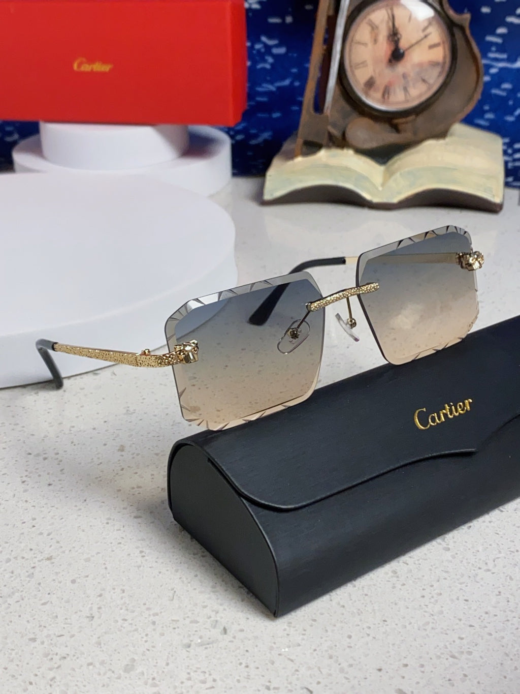 Cartier Lightweight Metal Rimless Silver Lens Sunglasses for Men & Wo - 132558 - detail image 10