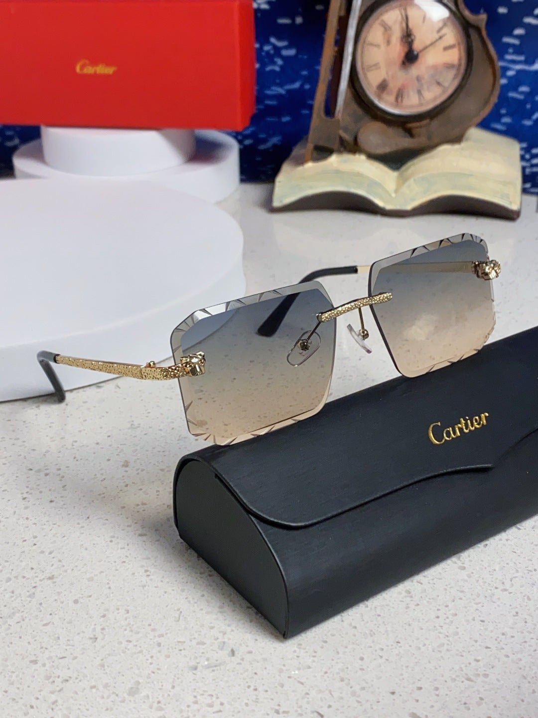 Cartier Lightweight Metal Rimless Silver Lens Sunglasses for Men & Wo - 132558 - detail image 10