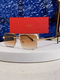 Cartier Lightweight Metal Rimless Brown Lens Sunglasses for Men & Wom - 132559