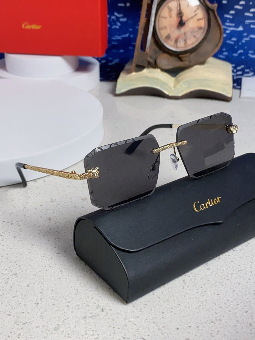 Cartier Lightweight Metal Rimless Black Lens Sunglasses for Men & Wom - 132560 - detail image 10