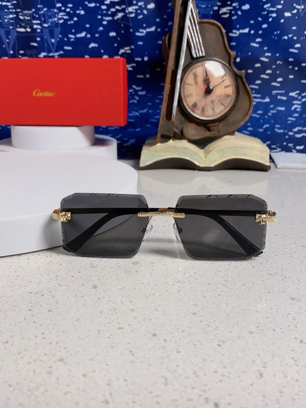 Cartier Lightweight Metal Rimless Black Lens Sunglasses for Men & Wom - 132560 - detail image 9