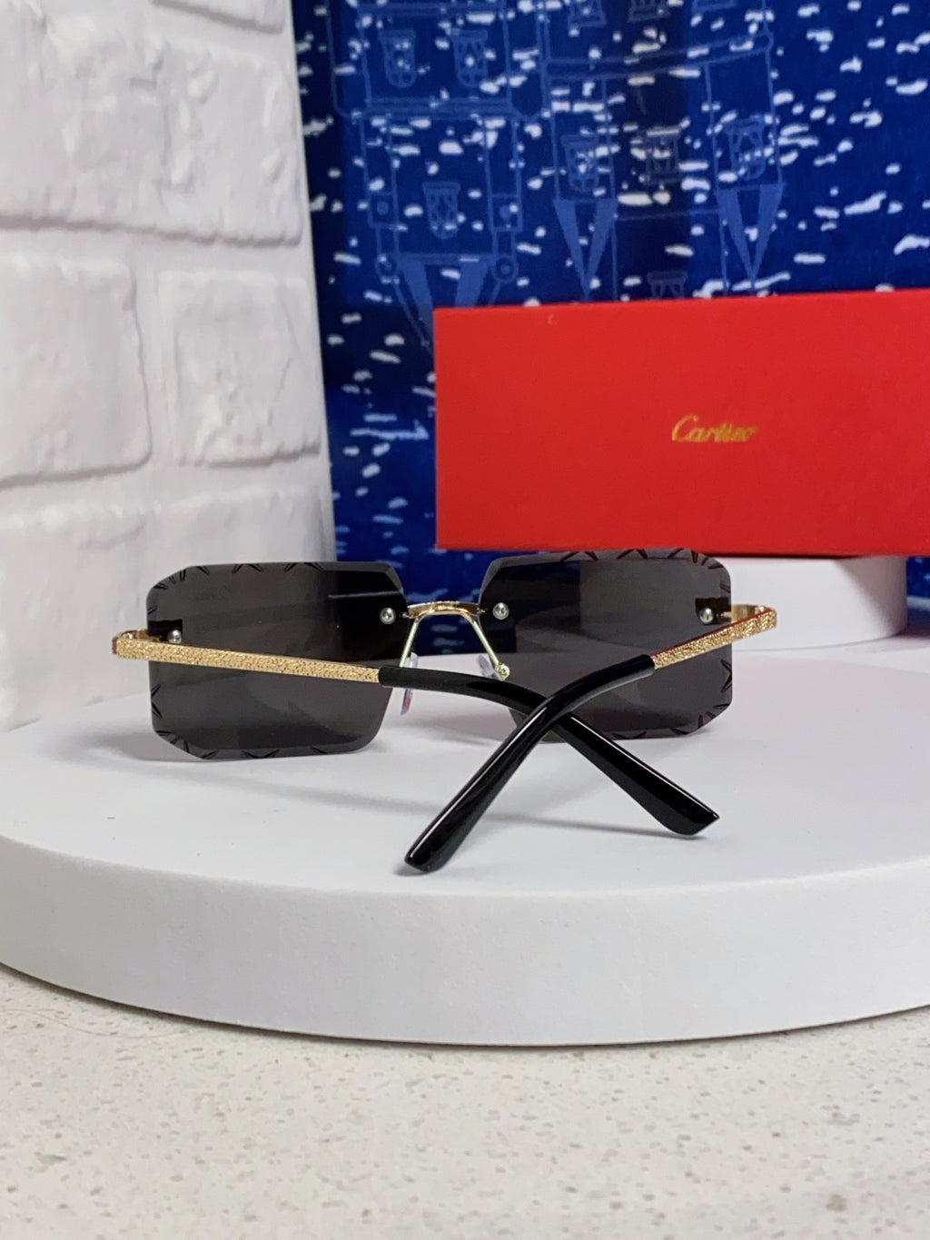 Cartier Lightweight Metal Rimless Black Lens Sunglasses for Men & Wom - 132560 - detail image 3