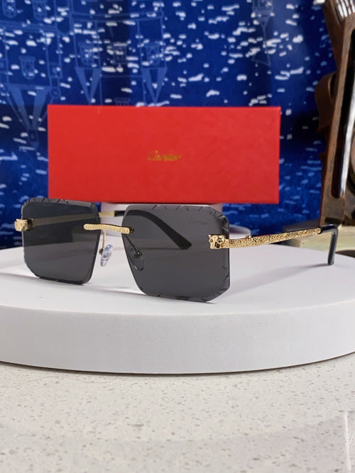 Cartier Lightweight Metal Rimless Black Lens Sunglasses for Men & Wom - 132560