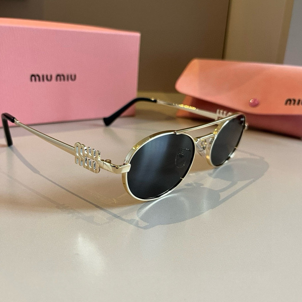 Miu Miu Metal Fashion Brown Lens Sunglasses for Men & Women - 449676