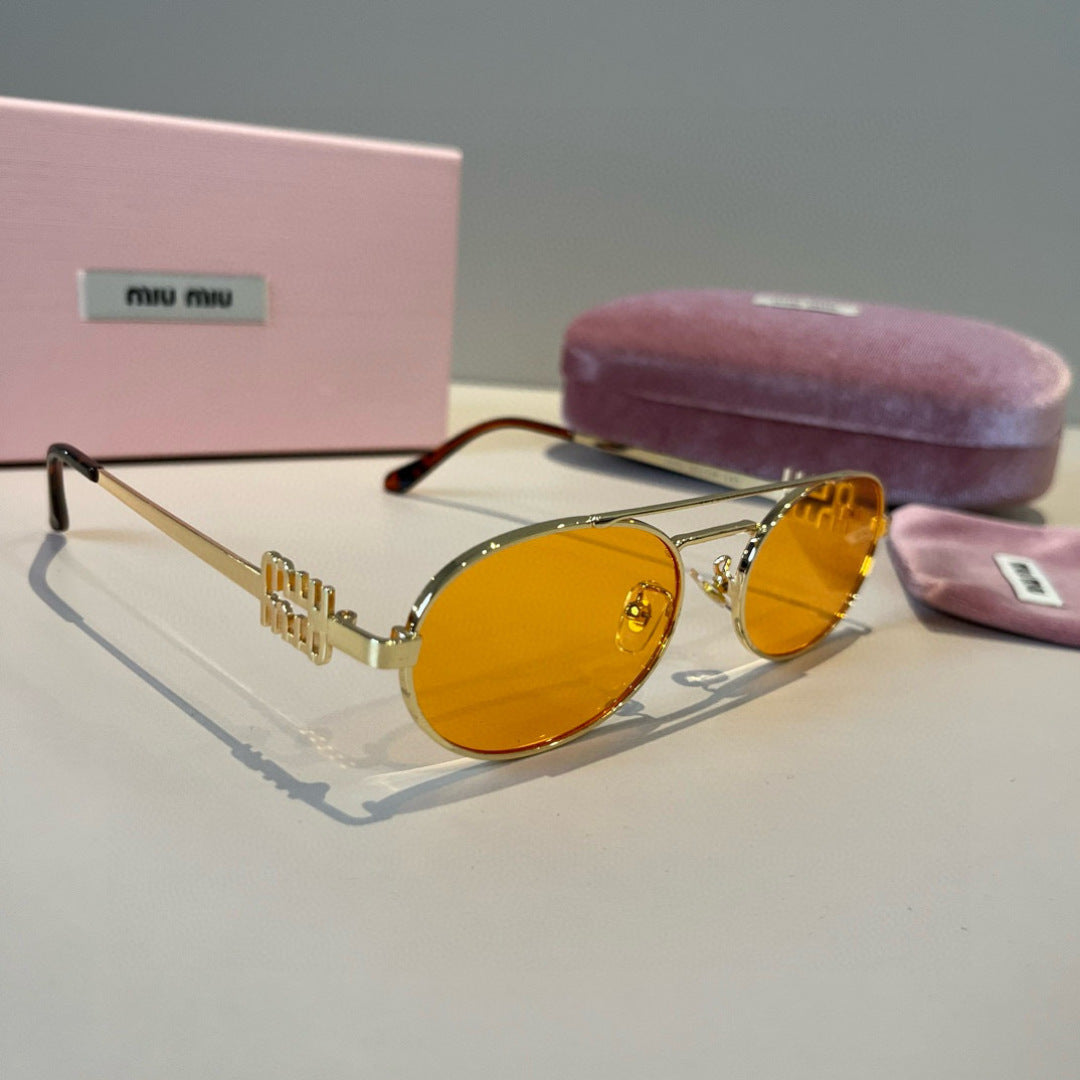 Miu Miu Metal Fashion Orange Lens Sunglasses for Men & Women - 382976