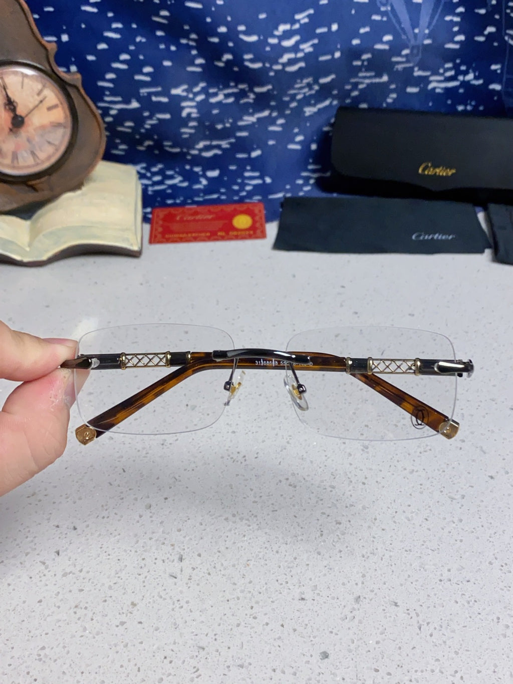 Cartier Lightweight Rimless Silver Lens Sunglasses for Men & Women - 382737 - detail image 4