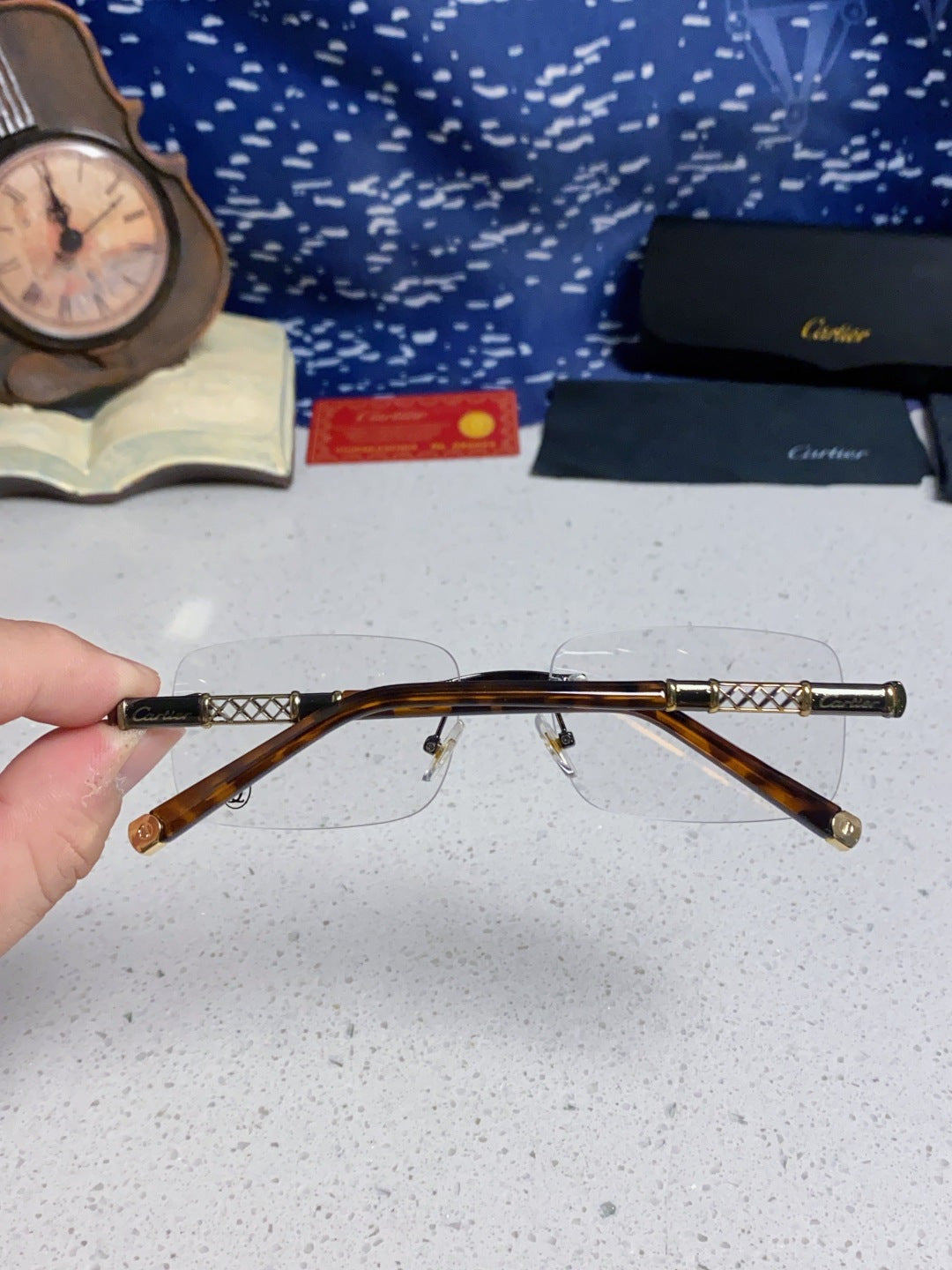 Cartier Lightweight Rimless Silver Lens Sunglasses for Men & Women - 382737 - detail image 5