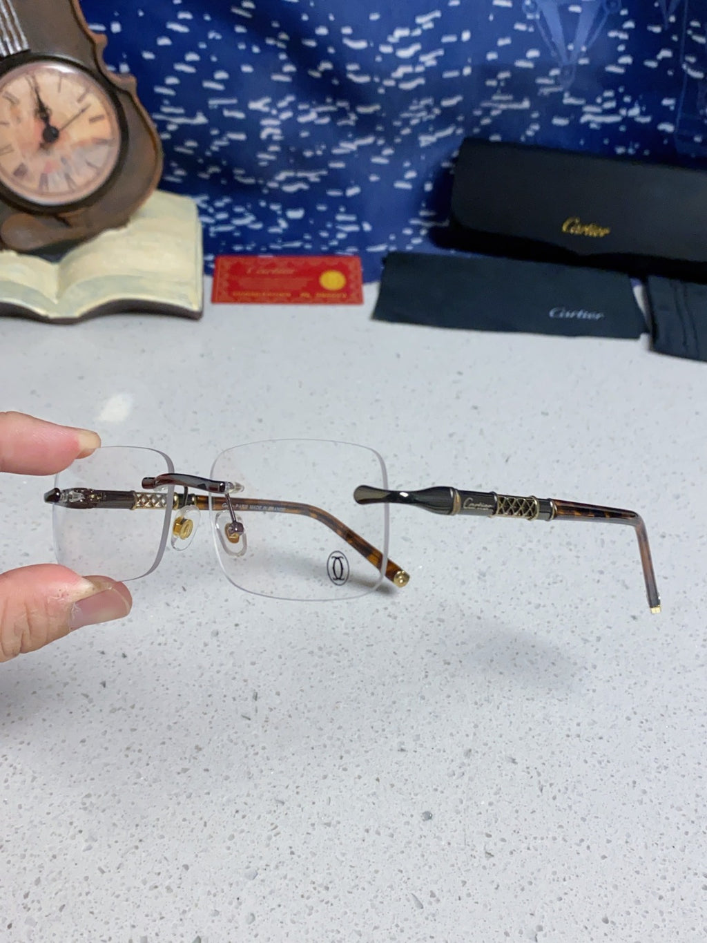 Cartier Lightweight Rimless Silver Lens Sunglasses for Men & Women - 382737 - detail image 6