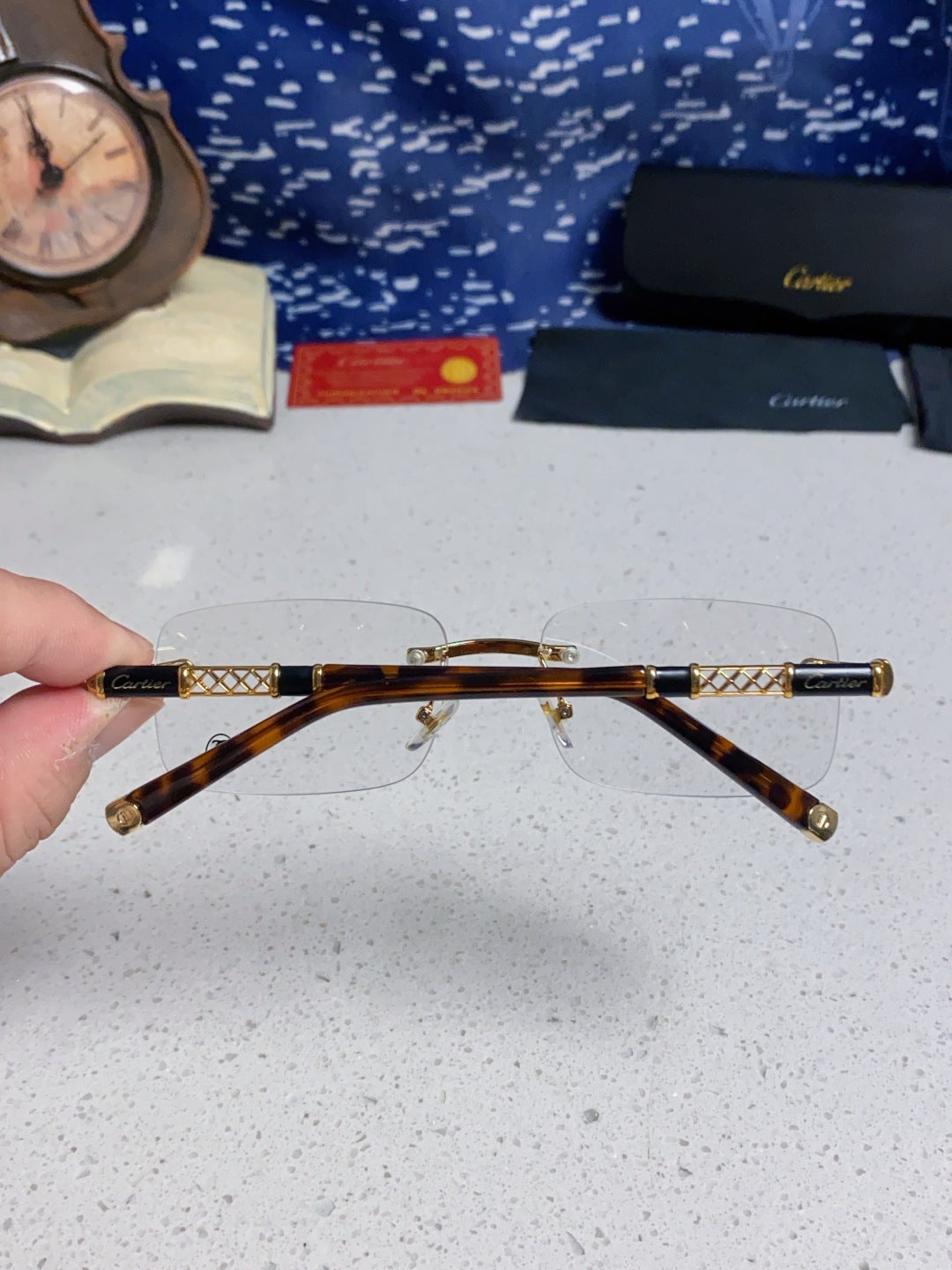 Cartier Lightweight Rimless Silver Lens Sunglasses for Men & Women - 382738 - detail image 5