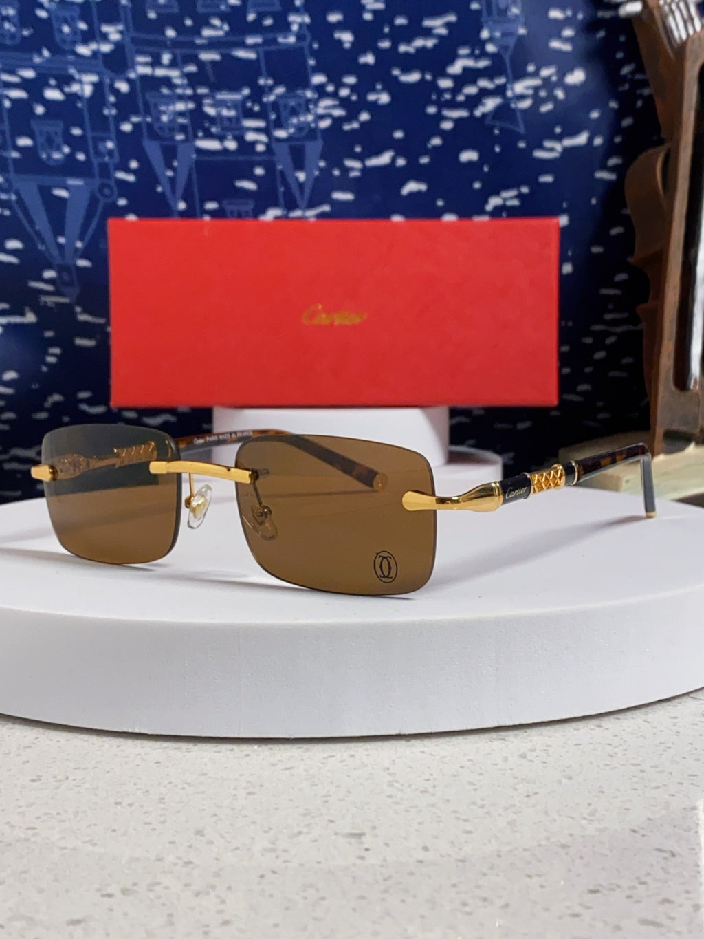 Cartier Lightweight Rimless Brown Lens Sunglasses for Men & Women - 382739