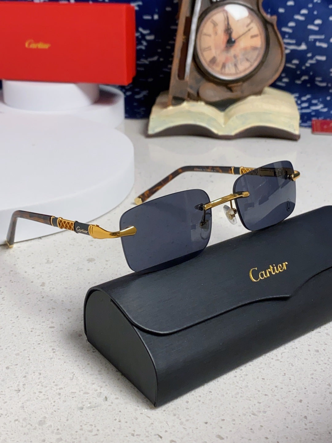 Cartier Lightweight Rimless Black Lens Sunglasses for Men & Women - 382740 - detail image 9
