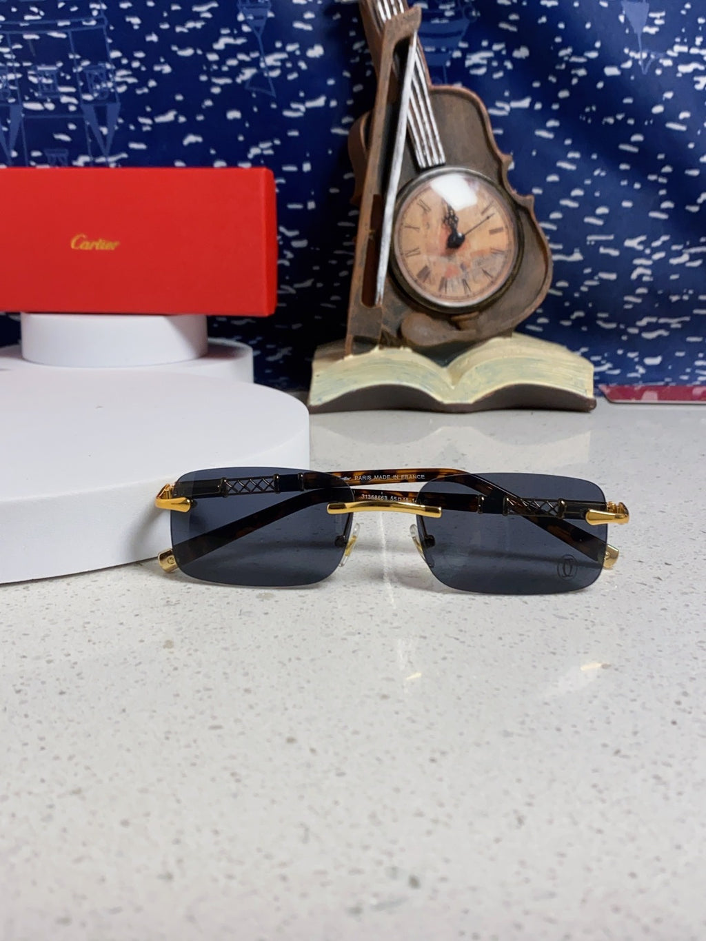 Cartier Lightweight Rimless Black Lens Sunglasses for Men & Women - 382740 - detail image 8